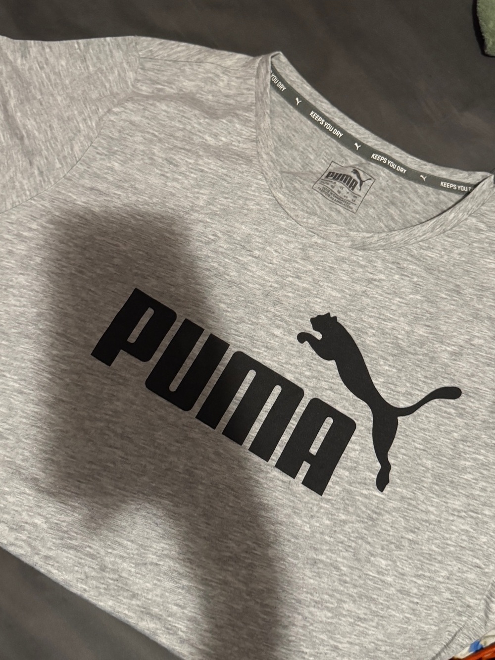 Puma Light Gray Tee with Black Puma Logo